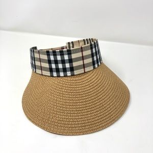 New Plaid Band Straw Visor